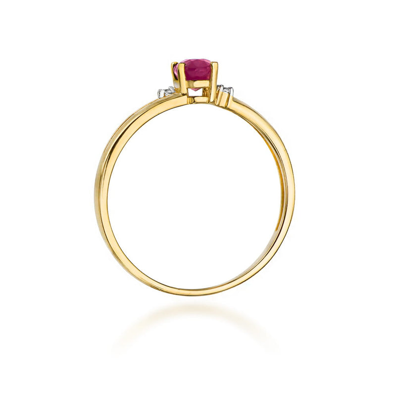 Inel Aur 9K cu Rubin 0.60 ct si Diamante Naturale 0.03 ct, imaginea 3 din 8