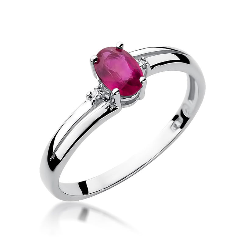 Inel Aur 9K cu Rubin 0.60 ct si Diamante Naturale 0.03 ct, imaginea 5 din 8