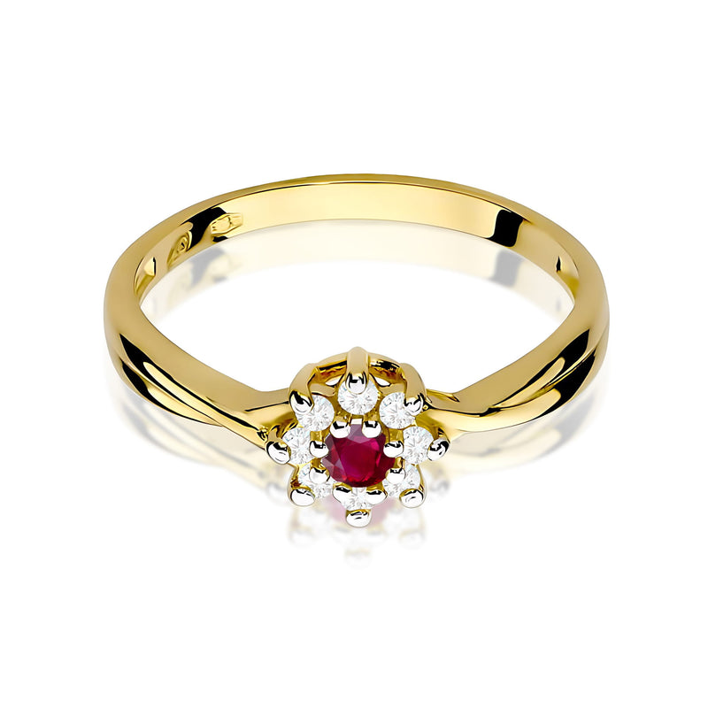 Inel Aur 9K cu Rubin 0.15 ct si Diamante Naturale 0.12 ct, imaginea 2 din 8