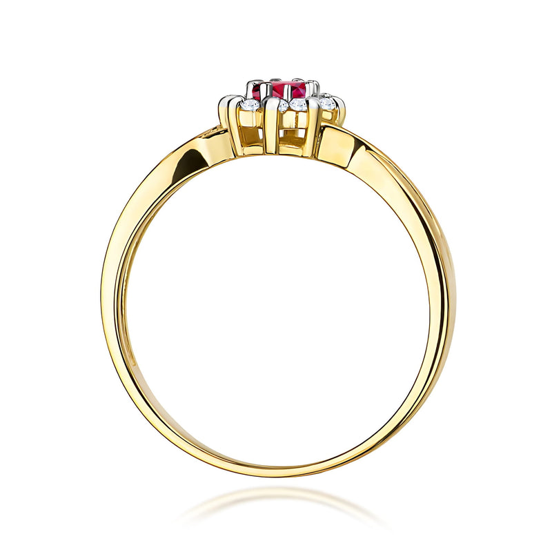 Inel Aur 9K cu Rubin 0.15 ct si Diamante Naturale 0.12 ct, imaginea 3 din 8