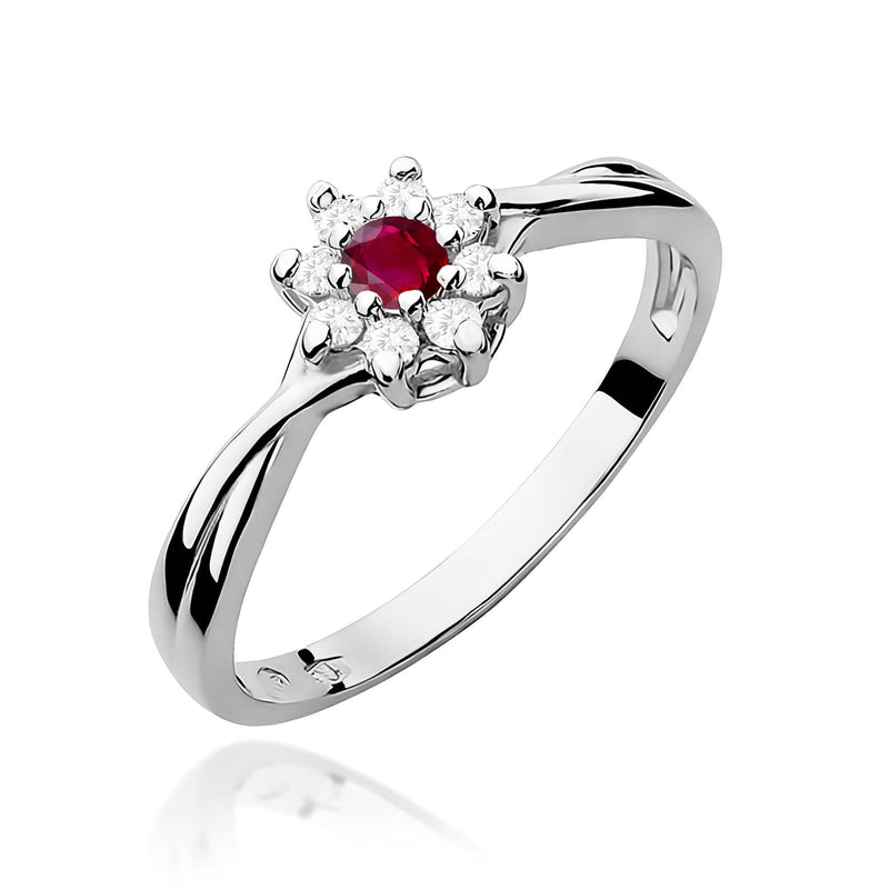 Inel Aur 9K cu Rubin 0.15 ct si Diamante Naturale 0.12 ct, imaginea 5 din 8