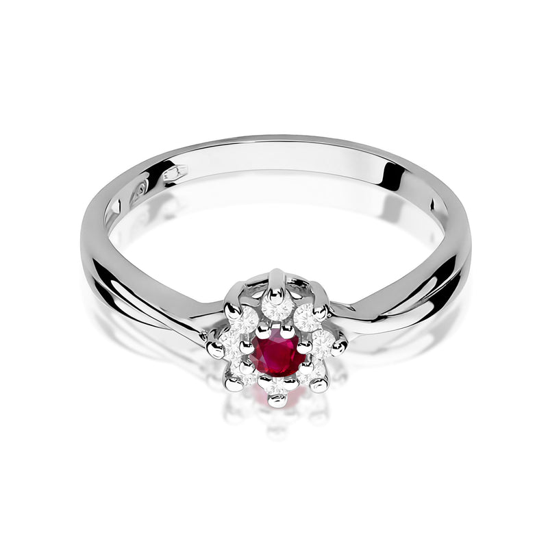 Inel Aur 9K cu Rubin 0.15 ct si Diamante Naturale 0.12 ct, imaginea 6 din 8