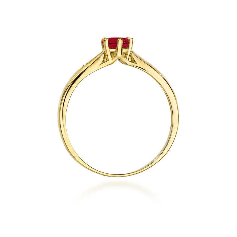 Inel Aur 9K cu Rubin 0.60 ct si Diamante Naturale 0.01 ct, imaginea 3 din 8