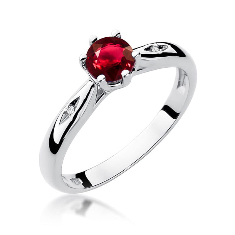 Inel Aur 9K cu Rubin 0.60 ct si Diamante Naturale 0.01 ct, imaginea 5 din 8