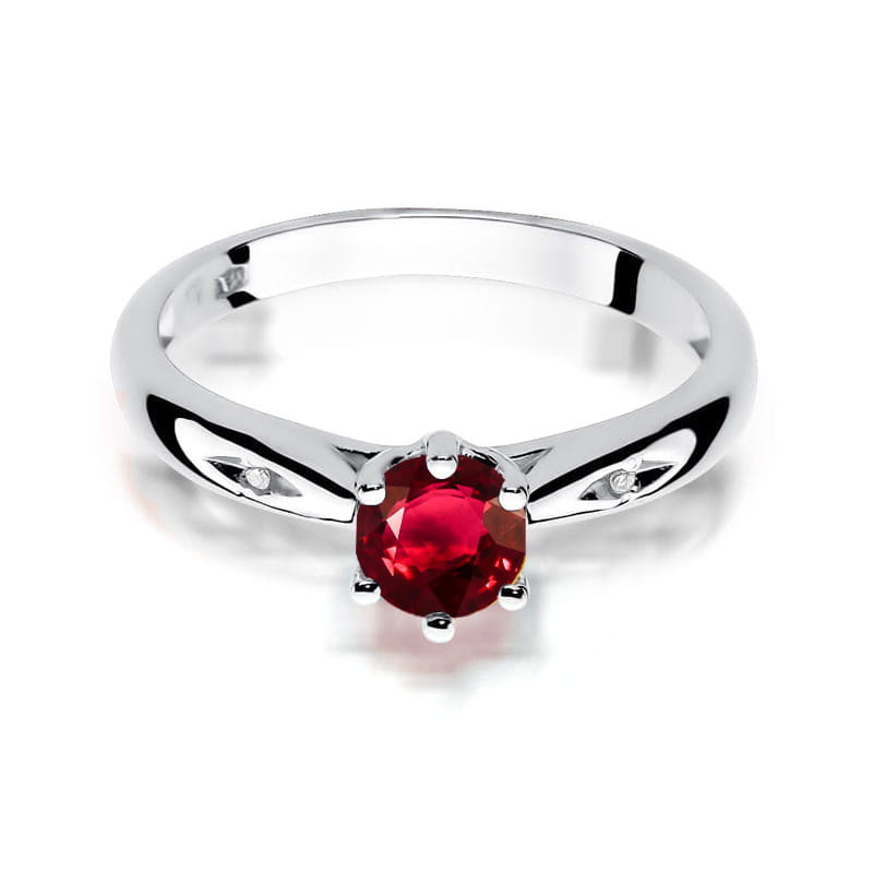 Inel Aur 9K cu Rubin 0.60 ct si Diamante Naturale 0.01 ct, imaginea 6 din 8