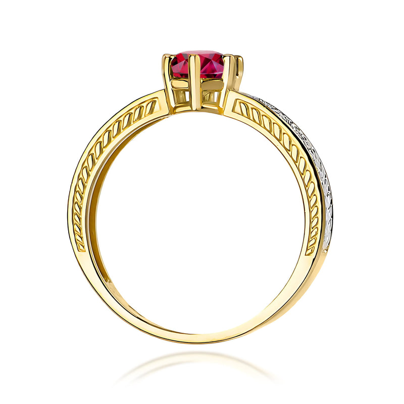 Inel Aur 9K cu Rubin 0.60 ct si Diamante Naturale 0.08 ct, imaginea 3 din 8