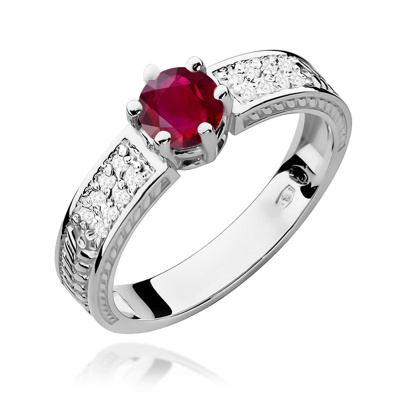 Inel Aur 9K cu Rubin 0.60 ct si Diamante Naturale 0.08 ct, imaginea 5 din 8
