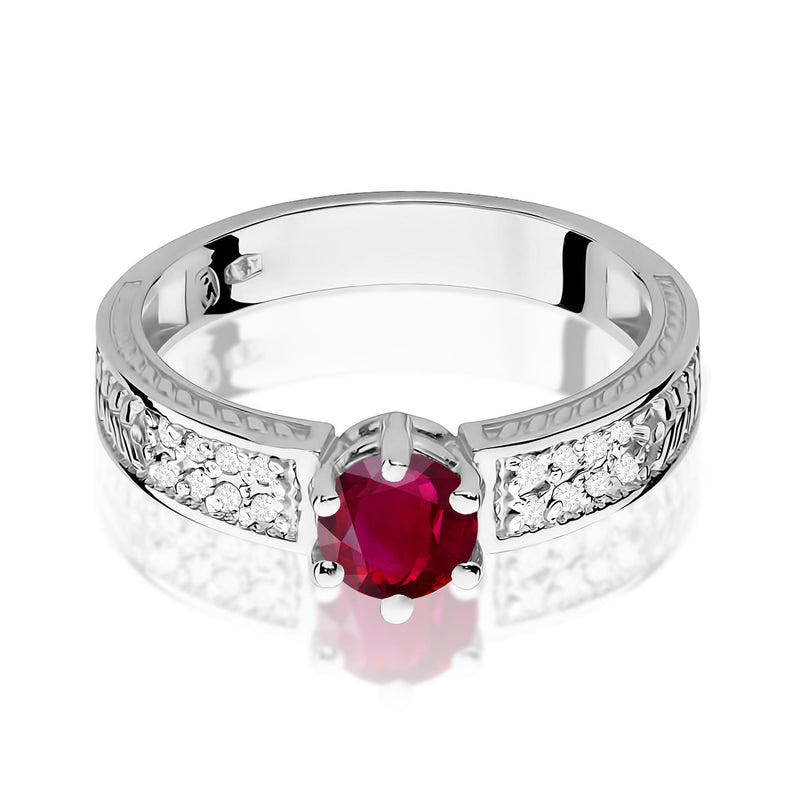 Inel Aur 9K cu Rubin 0.60 ct si Diamante Naturale 0.08 ct, imaginea 6 din 8