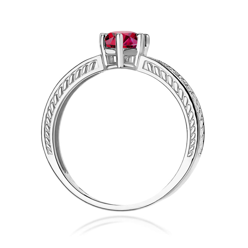 Inel Aur 9K cu Rubin 0.60 ct si Diamante Naturale 0.08 ct, imaginea 7 din 8