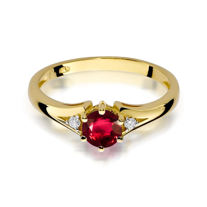Inel Aur 9K cu Rubin 0.60 ct si Diamante Naturale 0.03 ct, imaginea 2 din 8