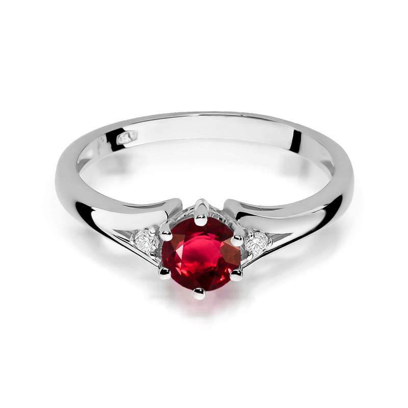 Inel Aur 9K cu Rubin 0.60 ct si Diamante Naturale 0.03 ct, imaginea 6 din 8