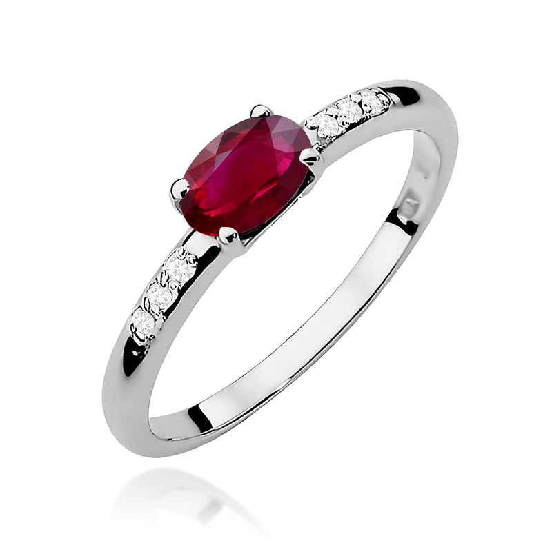 Inel Aur 9K cu Rubin 0.60 ct si Diamante Naturale 0.03 ct, imaginea 5 din 8