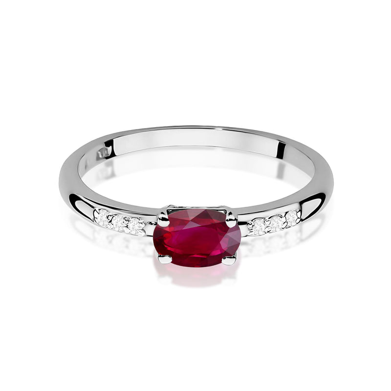 Inel Aur 9K cu Rubin 0.60 ct si Diamante Naturale 0.03 ct, imaginea 6 din 8