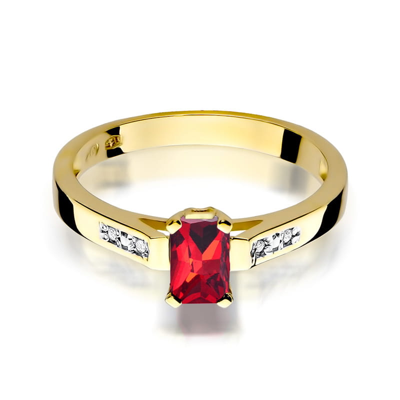 Inel Aur 9K cu Rubin 0.80 ct si Diamante Naturale 0.04 ct, imaginea 2 din 8