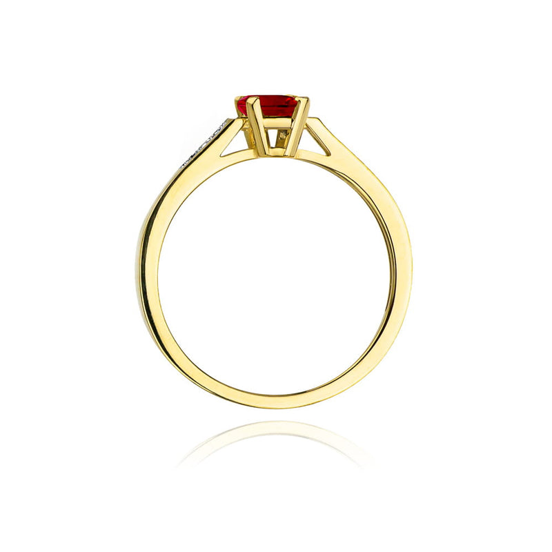 Inel Aur 9K cu Rubin 0.80 ct si Diamante Naturale 0.04 ct, imaginea 3 din 8