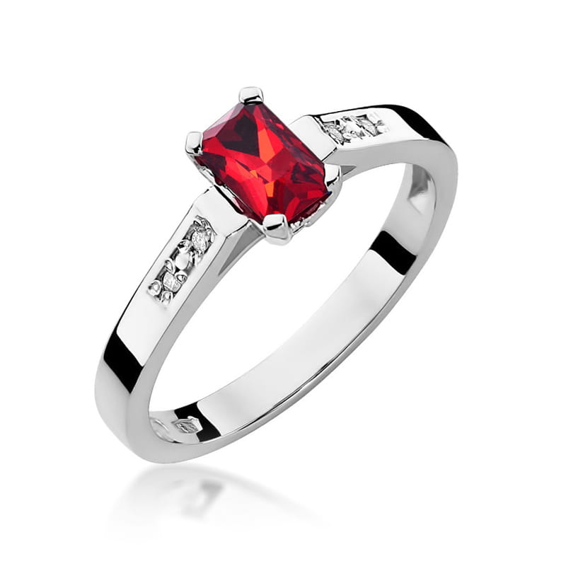 Inel Aur 9K cu Rubin 0.80 ct si Diamante Naturale 0.04 ct, imaginea 5 din 8