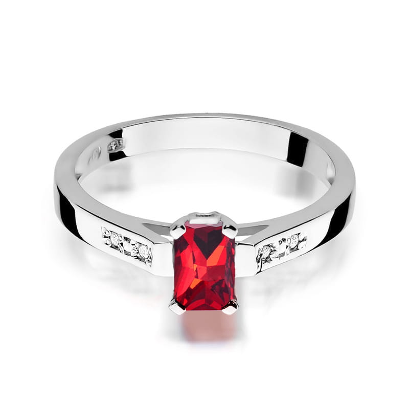 Inel Aur 9K cu Rubin 0.80 ct si Diamante Naturale 0.04 ct, imaginea 6 din 8