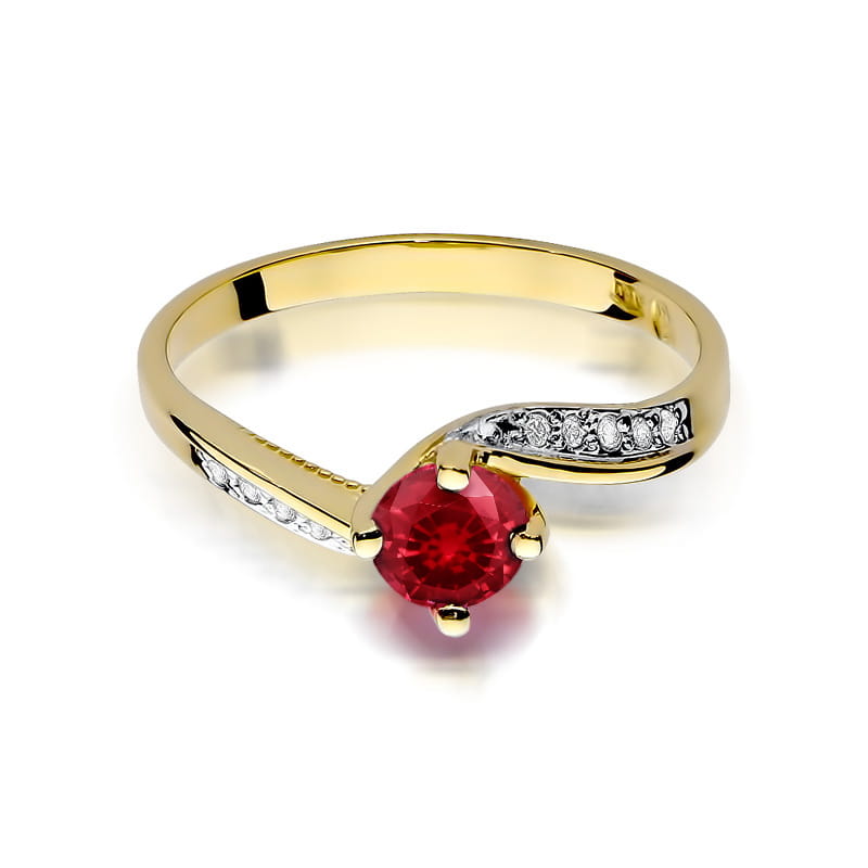 Inel Aur 9K cu Rubin 0.60 ct si Diamante Naturale 0.05 ct, imaginea 2 din 8