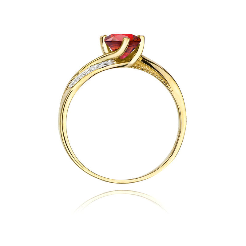 Inel Aur 9K cu Rubin 0.60 ct si Diamante Naturale 0.05 ct, imaginea 3 din 8