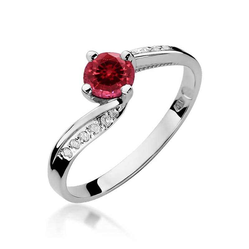 Inel Aur 9K cu Rubin 0.60 ct si Diamante Naturale 0.05 ct, imaginea 5 din 8