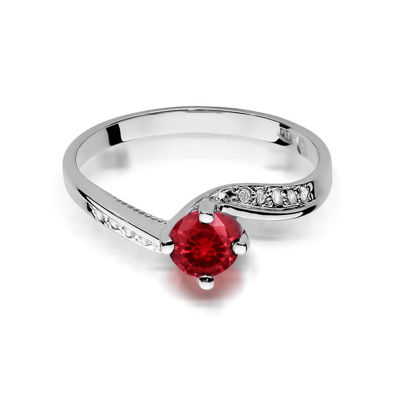 Inel Aur 9K cu Rubin 0.60 ct si Diamante Naturale 0.05 ct, imaginea 6 din 8