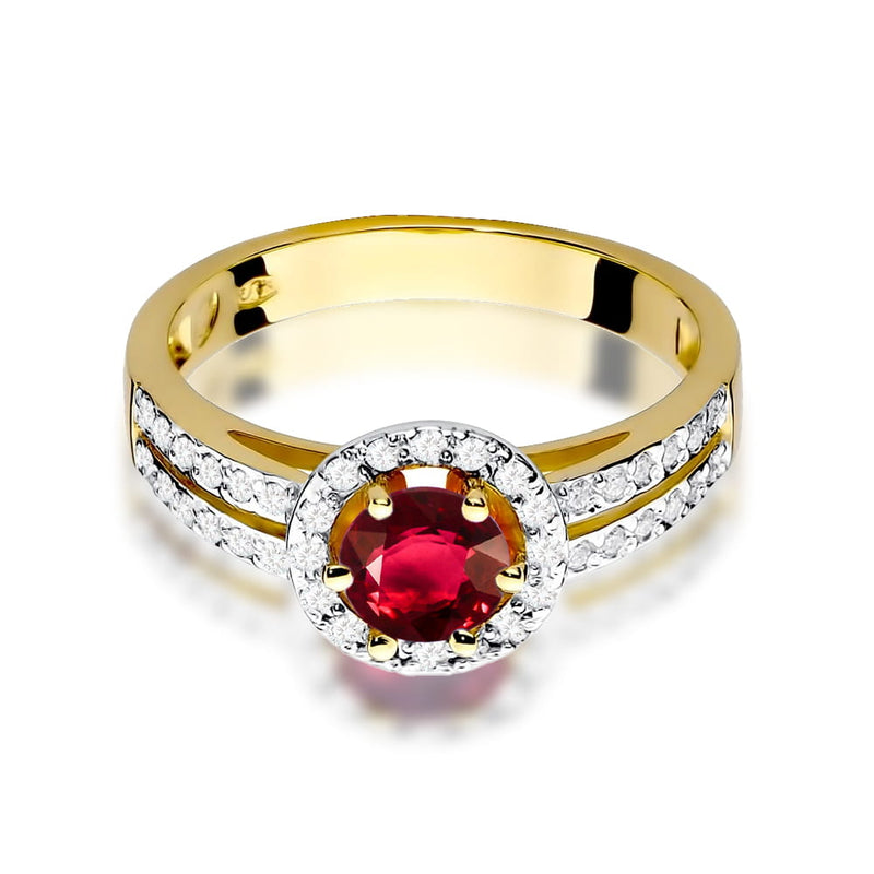 Inel Aur 9K cu Rubin 0.60 ct si Diamante Naturale 0.20 ct, imaginea 2 din 8