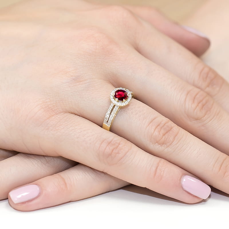 Inel Aur 9K cu Rubin 0.60 ct si Diamante Naturale 0.20 ct, imaginea 4 din 8