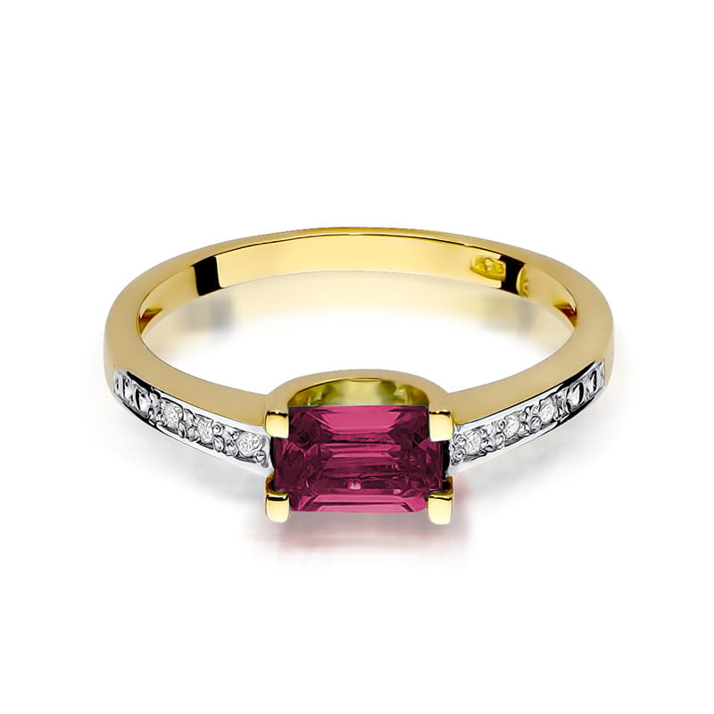 Inel Aur 9K cu Rubin 0.80 ct si Diamante Naturale 0.03 ct, imaginea 2 din 8