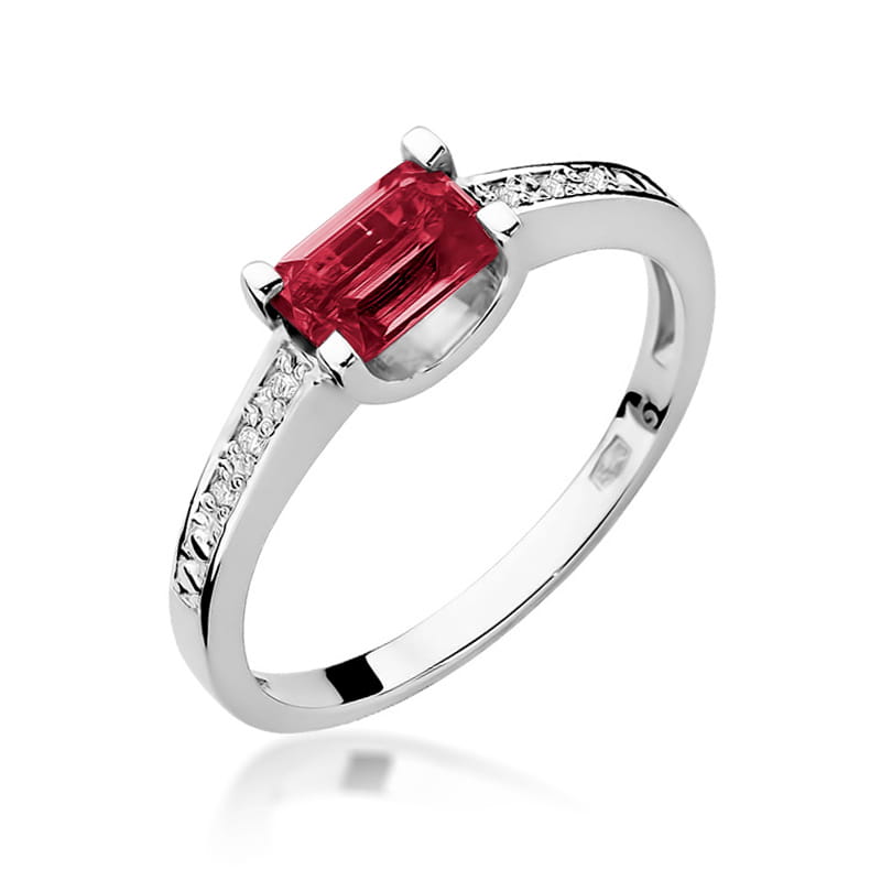 Inel Aur 9K cu Rubin 0.80 ct si Diamante Naturale 0.03 ct, imaginea 5 din 8