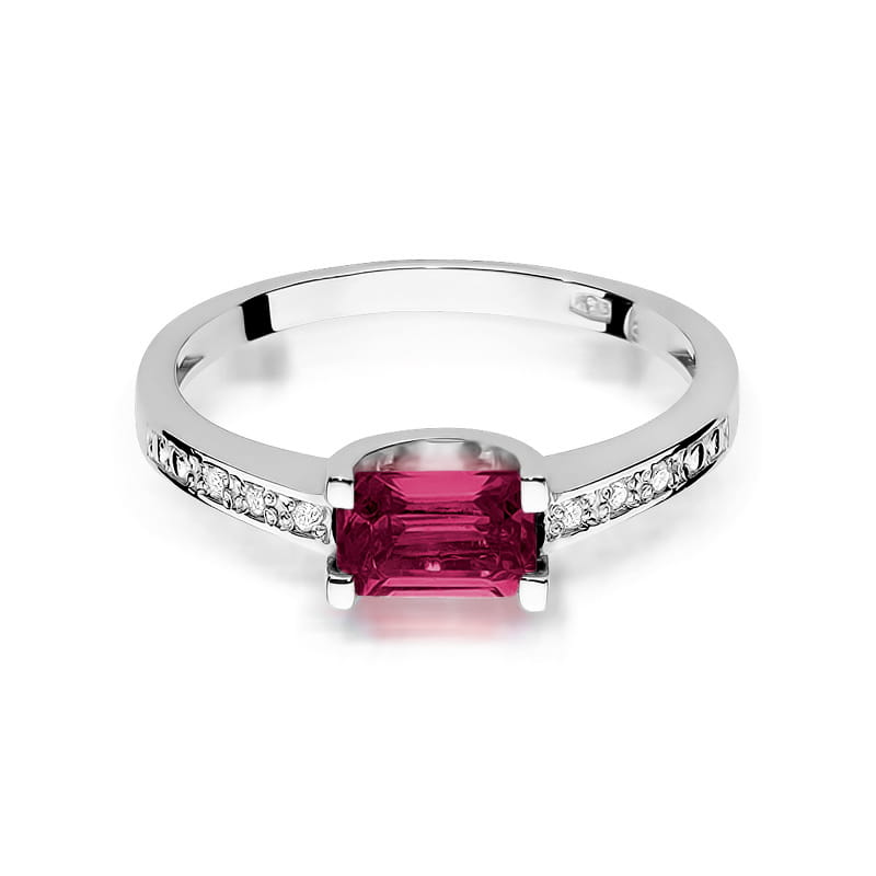 Inel Aur 9K cu Rubin 0.80 ct si Diamante Naturale 0.03 ct, imaginea 6 din 8