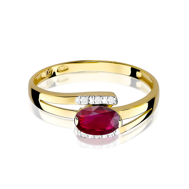 Inel Aur 9K cu Rubin 0.60 ct si Diamante Naturale 0.05 ct, imaginea 2 din 8