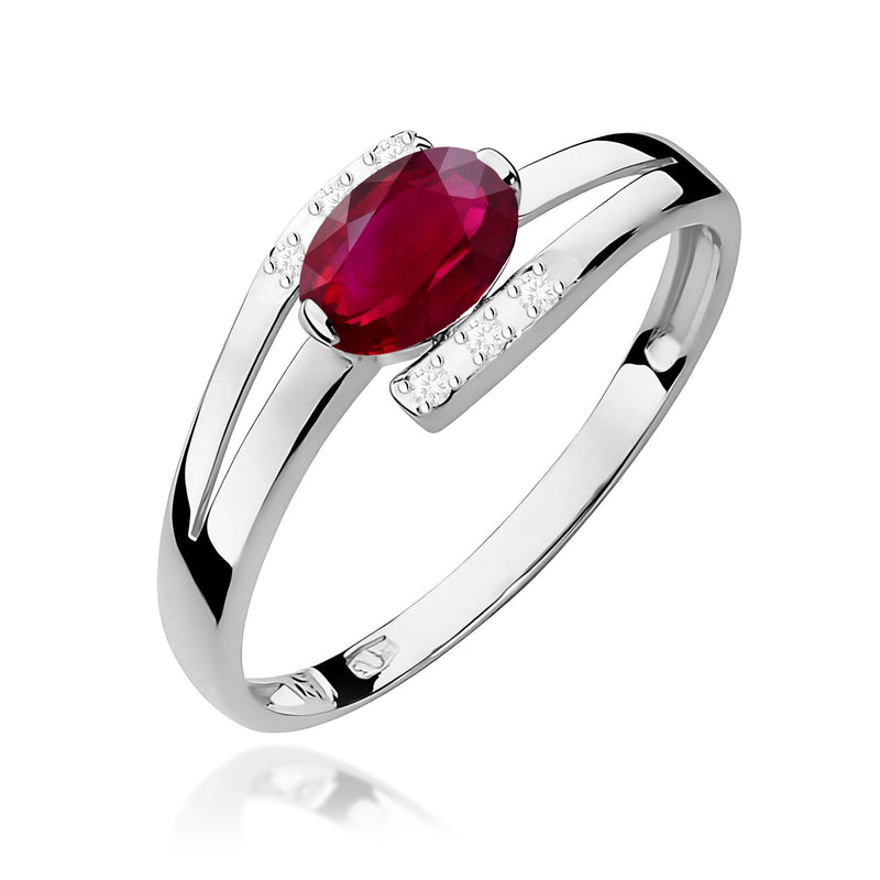 Inel Aur 9K cu Rubin 0.60 ct si Diamante Naturale 0.05 ct, imaginea 5 din 8
