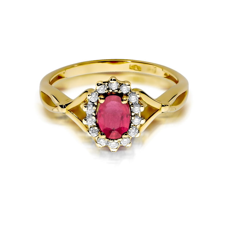 Inel Aur 9K cu Rubin 0.60 ct si Diamante Naturale 0.12 ct, imaginea 2 din 8
