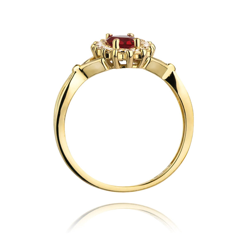 Inel Aur 9K cu Rubin 0.60 ct si Diamante Naturale 0.12 ct, imaginea 3 din 8