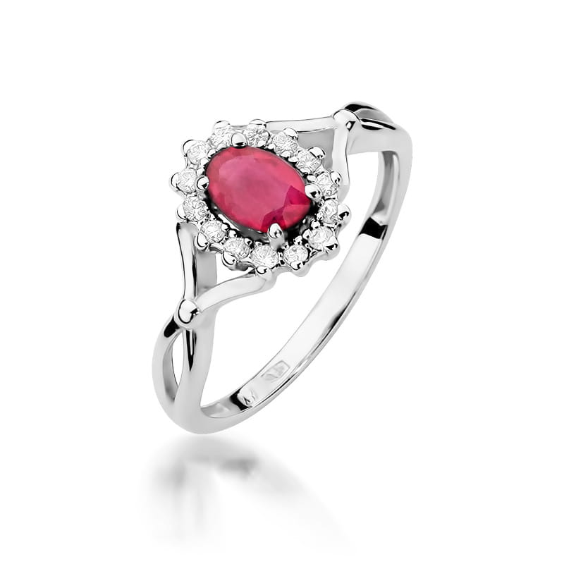 Inel Aur 9K cu Rubin 0.60 ct si Diamante Naturale 0.12 ct, imaginea 5 din 8