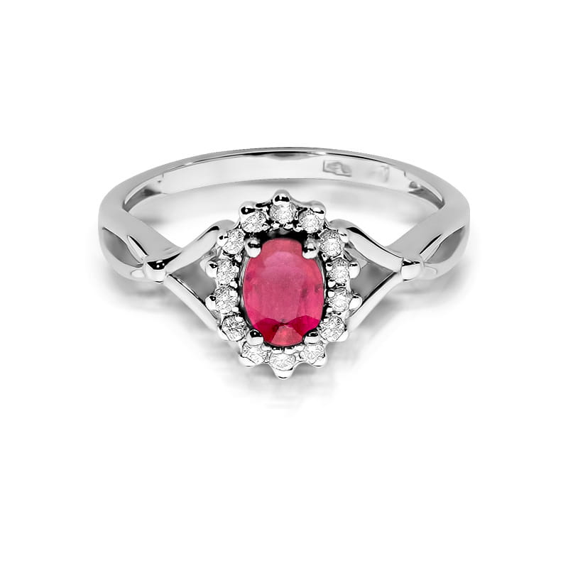 Inel Aur 9K cu Rubin 0.60 ct si Diamante Naturale 0.12 ct, imaginea 6 din 8
