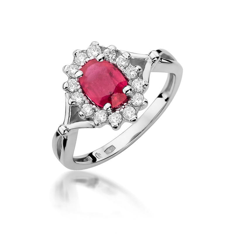 Inel Aur 9K cu Rubin 1.00 ct si Diamante Naturale 0.28 ct, imaginea 5 din 8