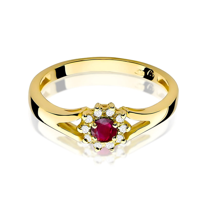 Inel Aur 9K cu Rubin 0.15 ct si Diamante Naturale 0.09 ct, imaginea 2 din 8