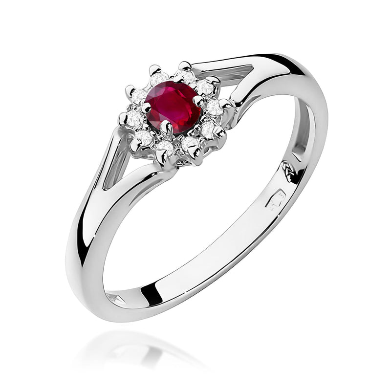 Inel Aur 9K cu Rubin 0.15 ct si Diamante Naturale 0.09 ct, imaginea 5 din 8