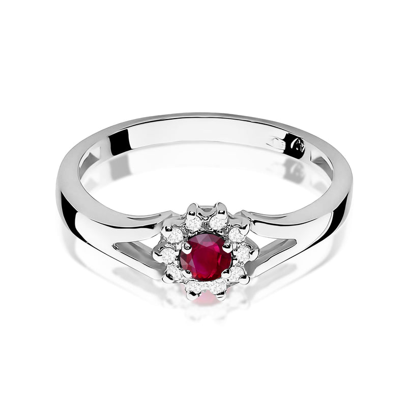 Inel Aur 9K cu Rubin 0.15 ct si Diamante Naturale 0.09 ct, imaginea 6 din 8
