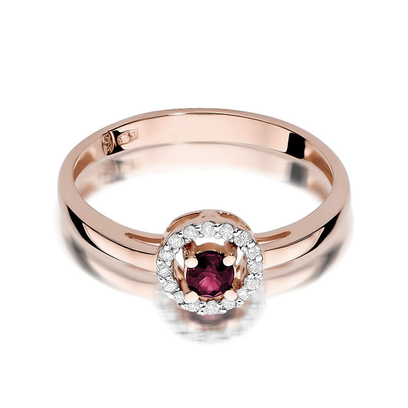 Inel Aur 9K cu Rubin 0.15 ct si Diamante Naturale 0.08 ct, imaginea 6 din 11