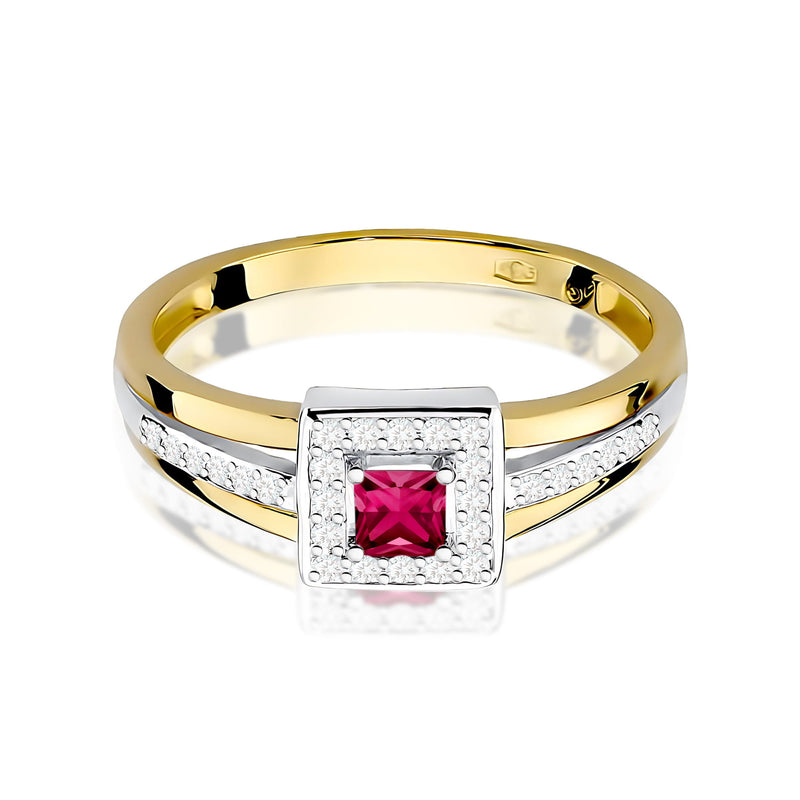 Inel Aur 9K cu Rubin 0.20 ct si Diamante Naturale 0.14 ct, imaginea 2 din 12