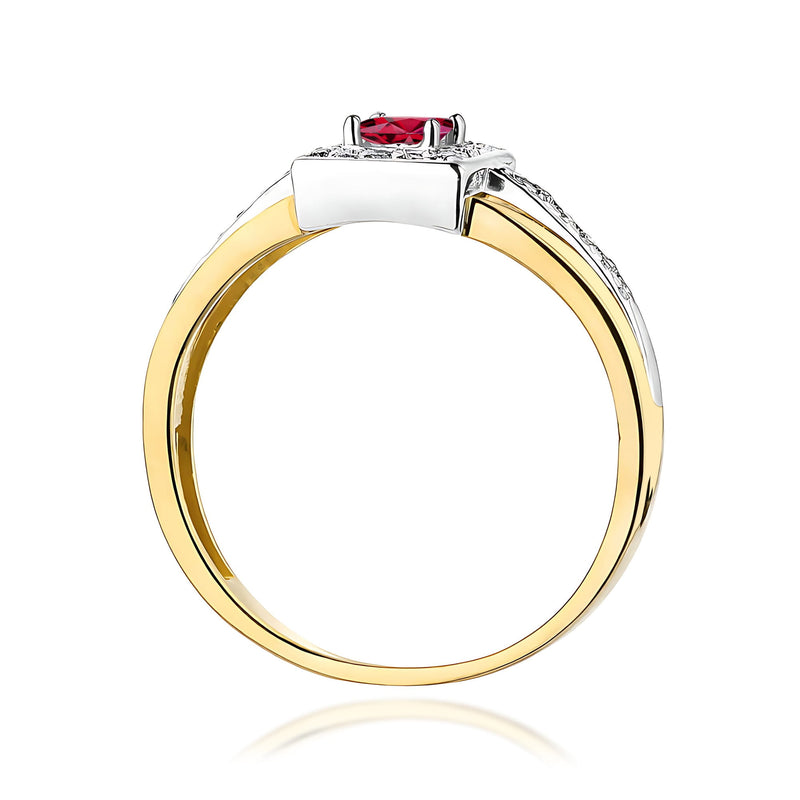 Inel Aur 9K cu Rubin 0.20 ct si Diamante Naturale 0.14 ct, imaginea 3 din 12