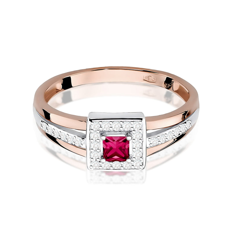 Inel Aur 9K cu Rubin 0.20 ct si Diamante Naturale 0.14 ct, imaginea 6 din 12