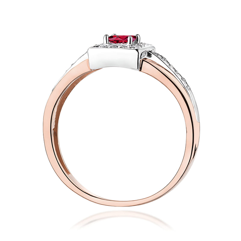 Inel Aur 9K cu Rubin 0.20 ct si Diamante Naturale 0.14 ct, imaginea 7 din 12