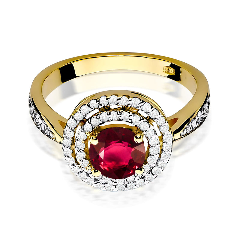 Inel Aur 9K cu Rubin 1.20 ct si Diamante Naturale 0.37 ct, imaginea 2 din 8