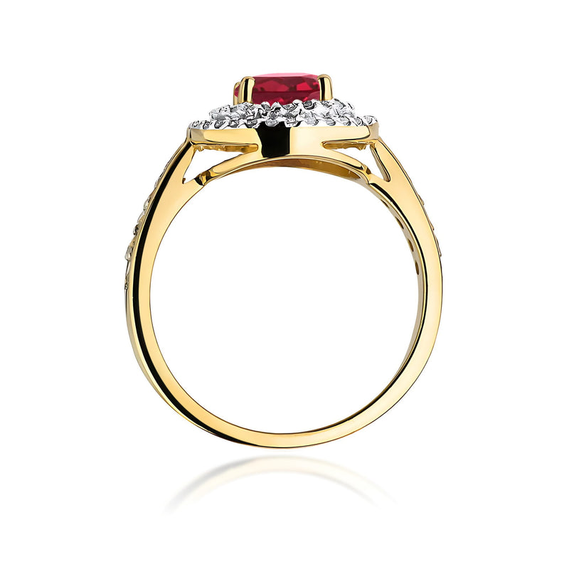 Inel Aur 9K cu Rubin 1.20 ct si Diamante Naturale 0.37 ct, imaginea 3 din 8