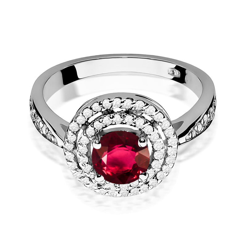 Inel Aur 9K cu Rubin 1.20 ct si Diamante Naturale 0.37 ct, imaginea 6 din 8