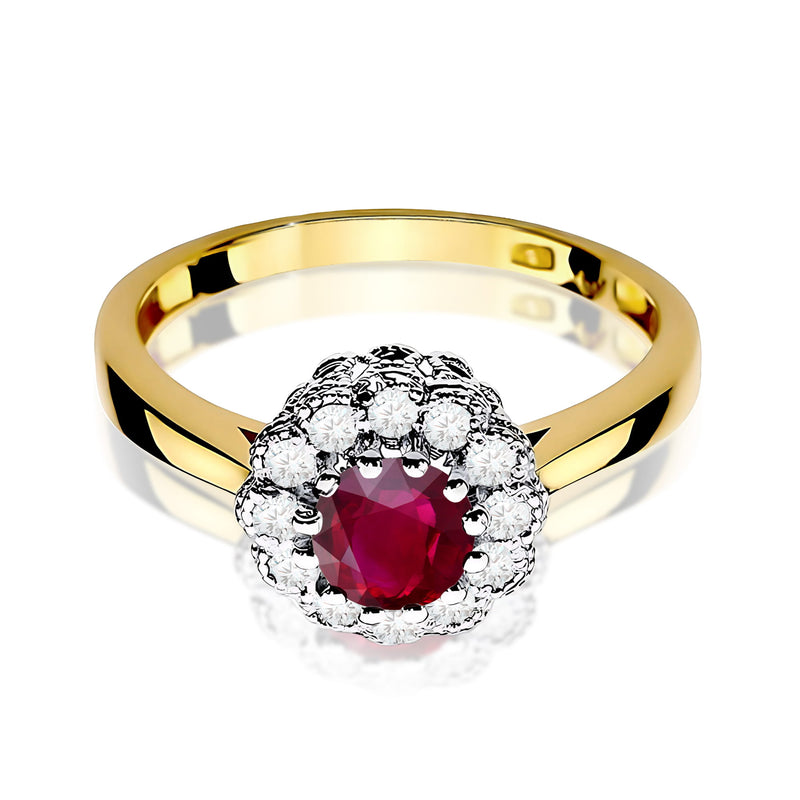 Inel Aur 9K cu Rubin 0.60 ct si Diamante Naturale 0.17 ct, imaginea 2 din 8