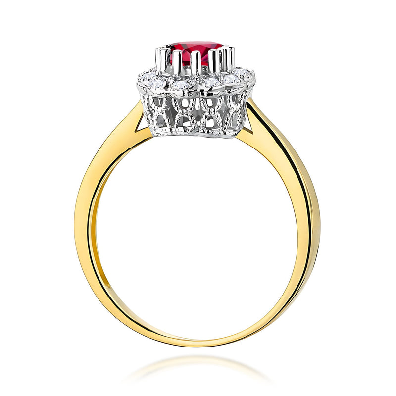 Inel Aur 9K cu Rubin 0.60 ct si Diamante Naturale 0.17 ct, imaginea 3 din 8